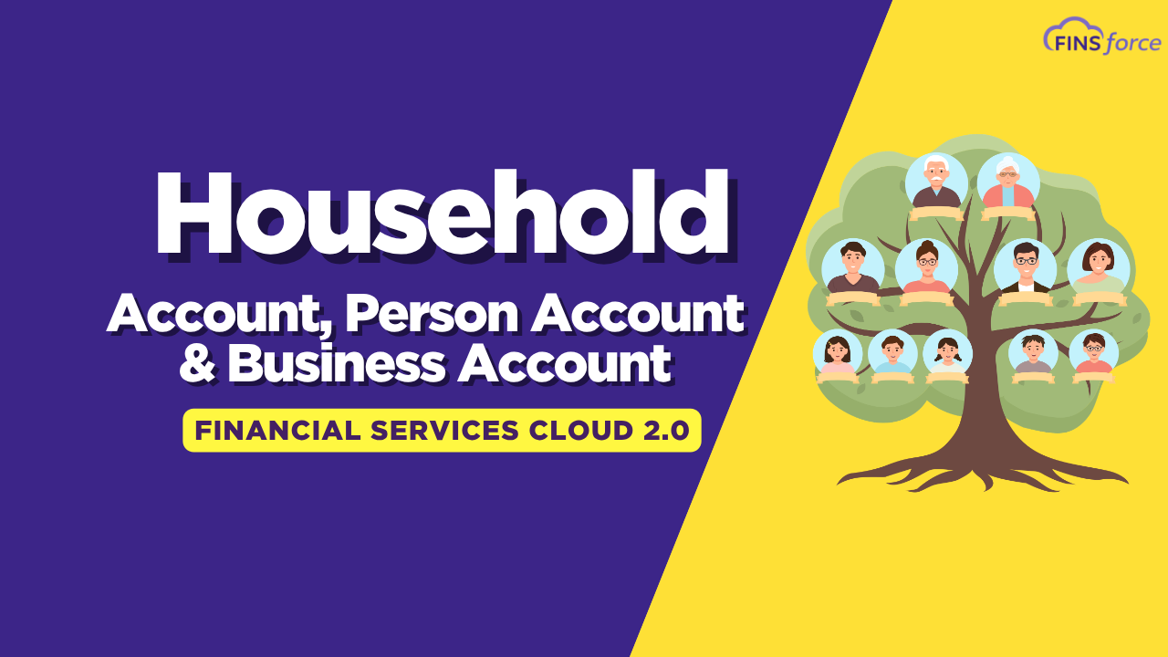 What is Household, Person Account, and Financial Account in Salesforce Financial Services Cloud?